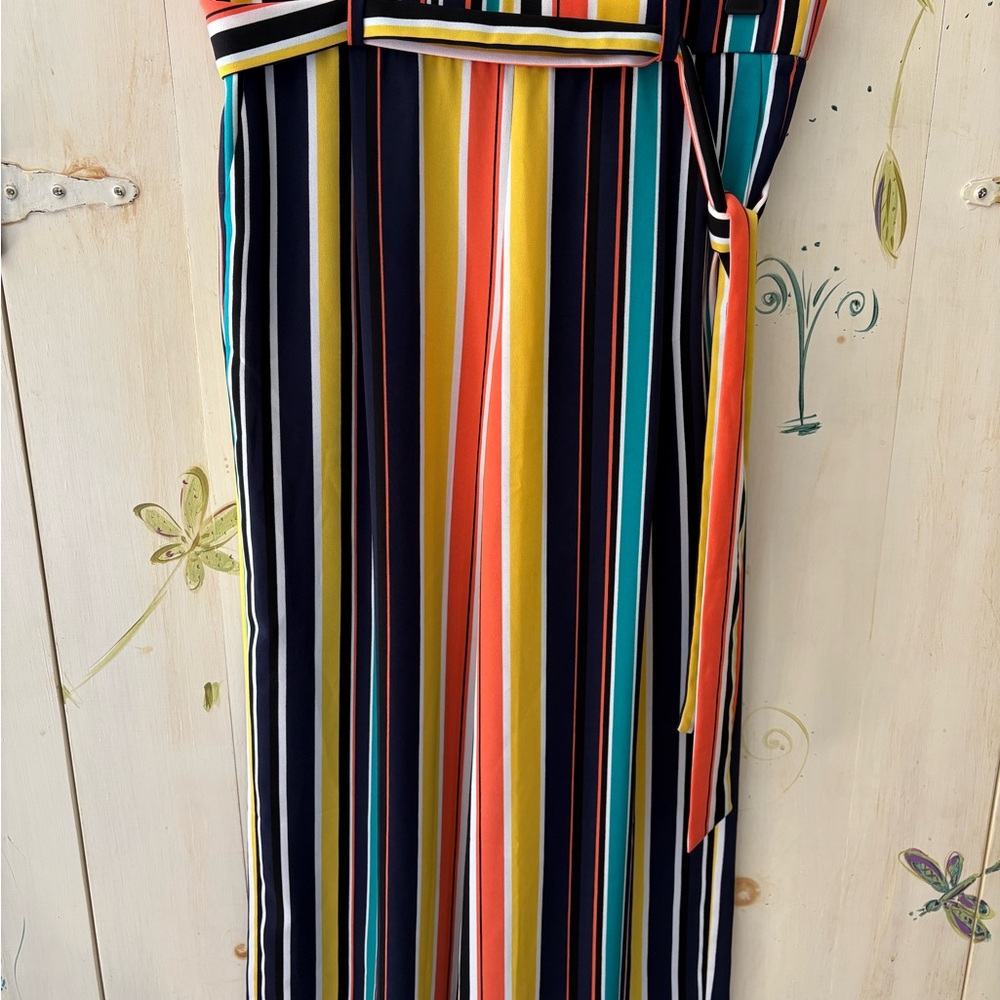 Multicolor Striped Women's Capri Pants